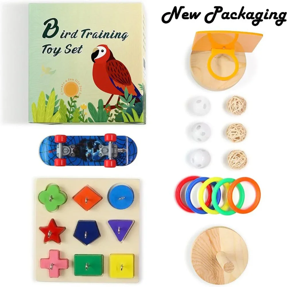 Bird Toys for Parakeets,5pcs Parrot Toys Set Include Bird Basketball Toy